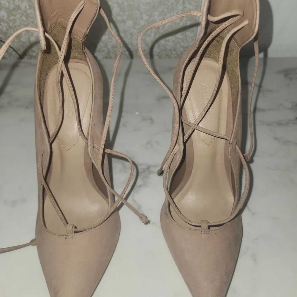 Aldo Women's Beige Lace-Up Heels - Picture 1 of 6